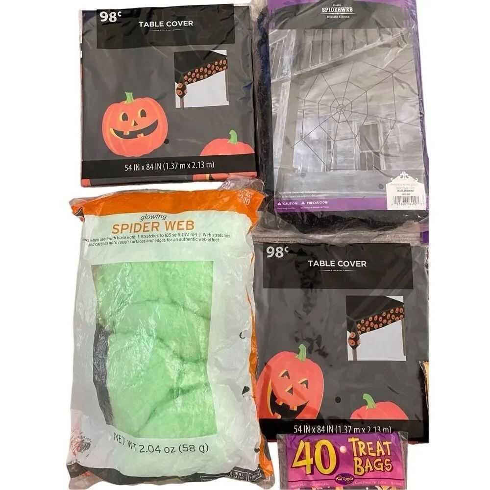 10 Pc Halloween Decorations Paper Lantern Tablecloth Door Window Cover Spooky